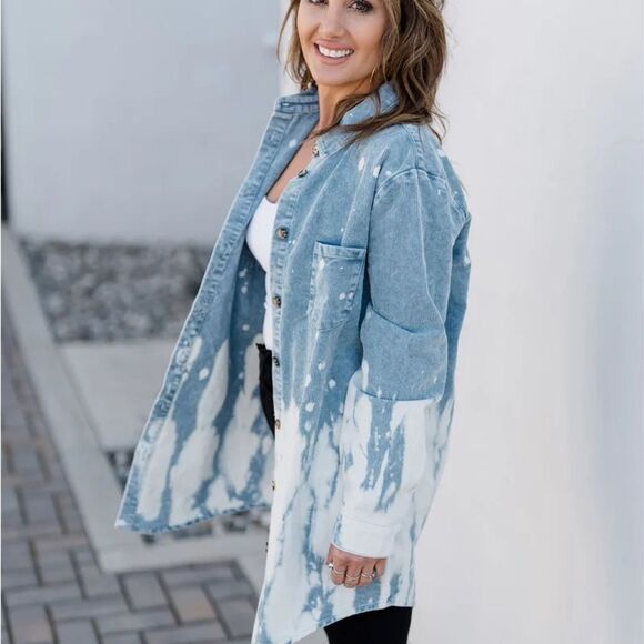 Anthropologie Peach Love California Blue Corduroy Jacket - Picture 1 of 5